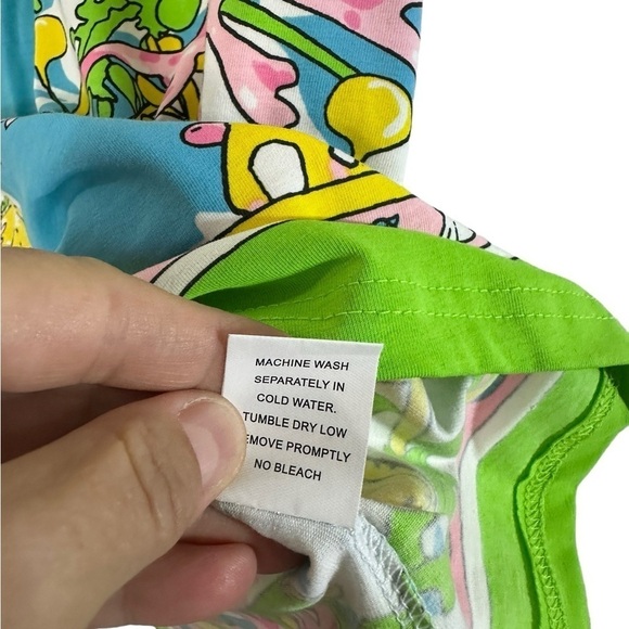 Barbara Gerwitt by Tabitha Blue Pink Green Sea Scene Slit Neck Shift Dress - Picture 7 of 10